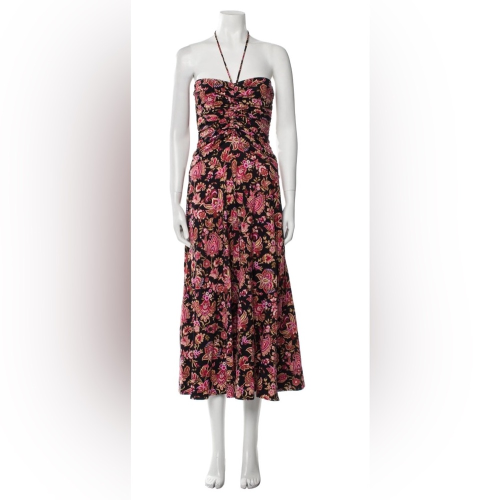 ME+EM Black Dress with Pink and Brown Floral Accents